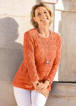 Trui in een mix van patronen MANDARIJN