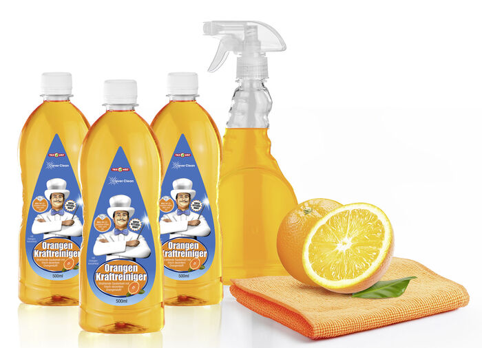 Universele krachtreinigerset, 5-delig, voor het verwijderen van hardnekkig vuil ORANJE