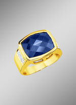 Solide herenring met saffier en diamanten 