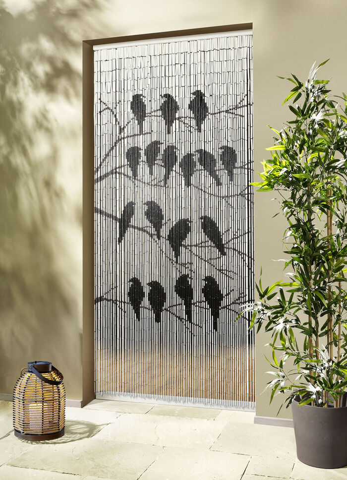 Bamboe gordijn met vogelmotief 