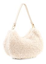 Tas Laurina van knuffelig teddypluche en generfd kalfsleer ECRU