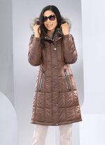 Korte jas met afneembare rand van imitatiebont 