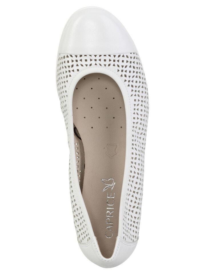 Caprice, zomerse damesballerina's, breedte G, met elastische band WIT