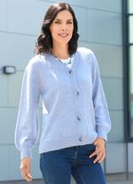 Vest dat pluizig en zacht aanvoelt LICHTBLAUW GEM&Ecirc;LEERD