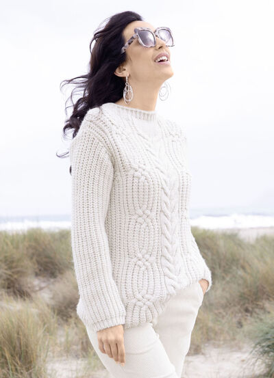 Trui van zachte, grove breistof 