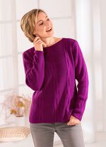 Trui met stretchend longitudinaal patroon 