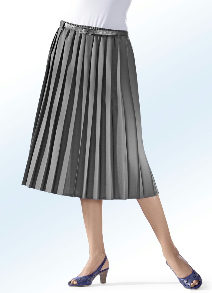 Rok met prachtige plooien rondom MIDDENGRIJS GEM.