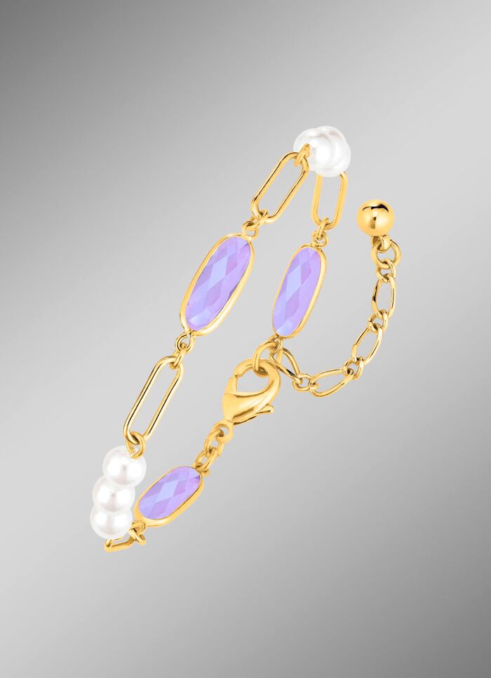 Sieradenset, 3-delig, van messing met kristalstenen 