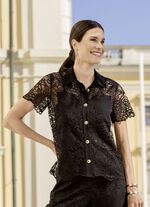 Kanten blouse met overhemdkraag 