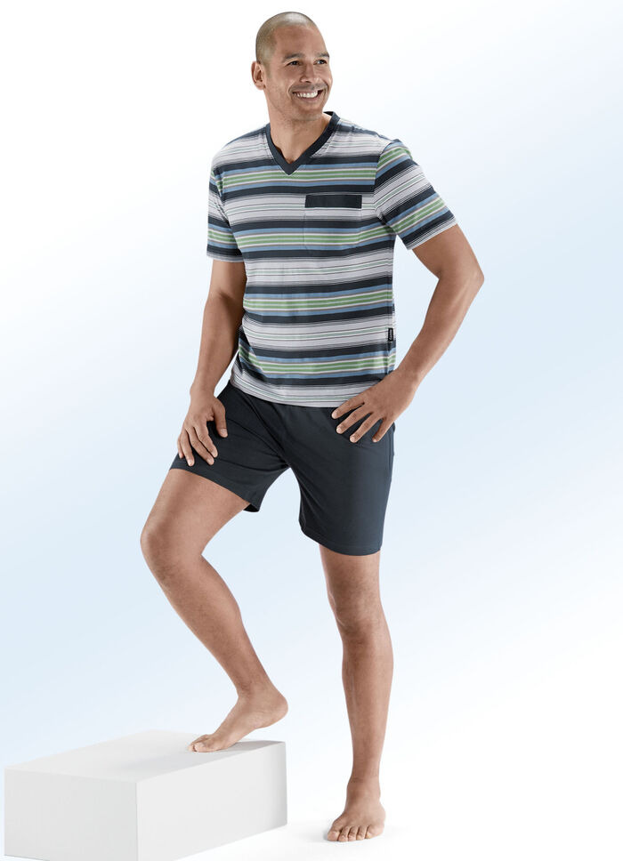 Shortama&lsquo;s, pak van twee, met V-hals en borstzakje 