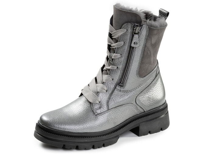 Waldläufer, gevoerde dames enkellaarsjes, winterschoenen, breedte H, met lamsvacht ANTIEK ZILVER