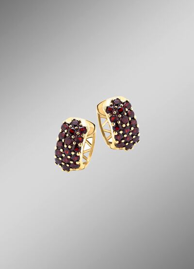 Vergulde creolen met granaat 