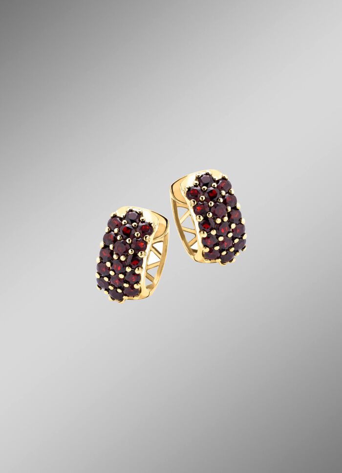 Vergulde creolen met granaat 