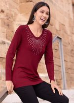 Shirt met ronde V-hals in 4 kleuren 