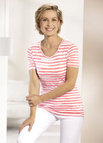Shirt met streepdessin in 2 kleuren KORAALWIT