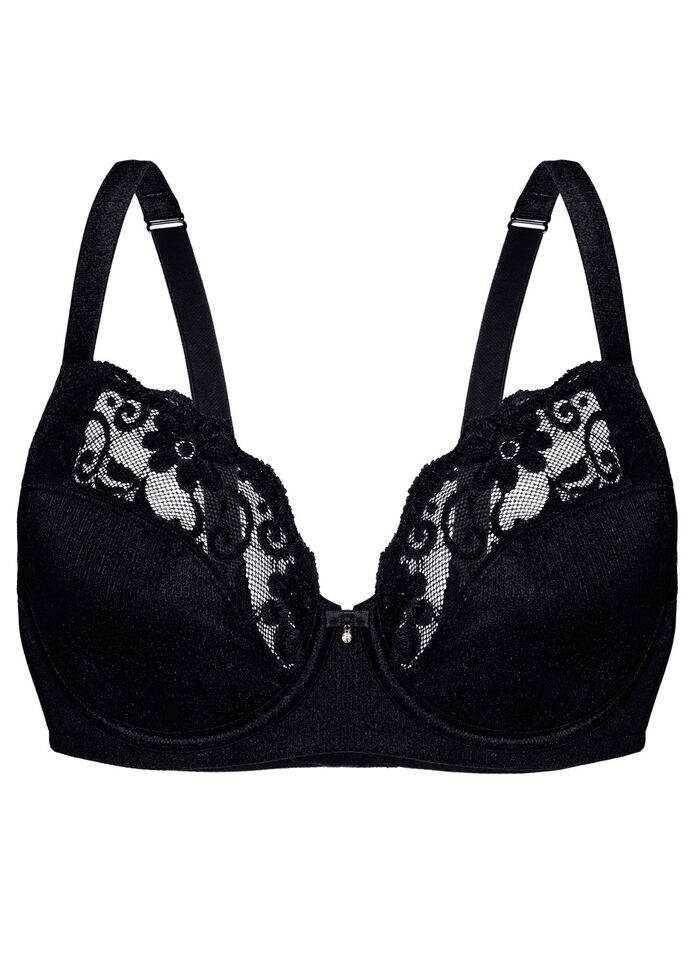 Sassa beugelbh met elastische kant ZWART