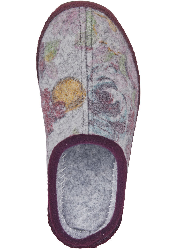 Slippers met een subtiele bloemenprint LICHTGRIJS-BORDEAUX
