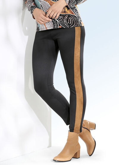 Legging met inzetstukken van imitatie-suède 