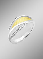 Moderne damesring in bicolor met zirkonia 