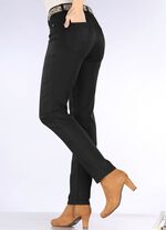 Broek in trendy leerlook ZWART