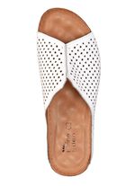 ELENA EDEN, zomerse damesmuiltjes van leer WIT