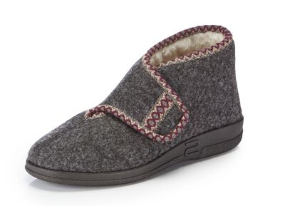 Warme damespantoffels, breedte H, met klittenbandsluiting 