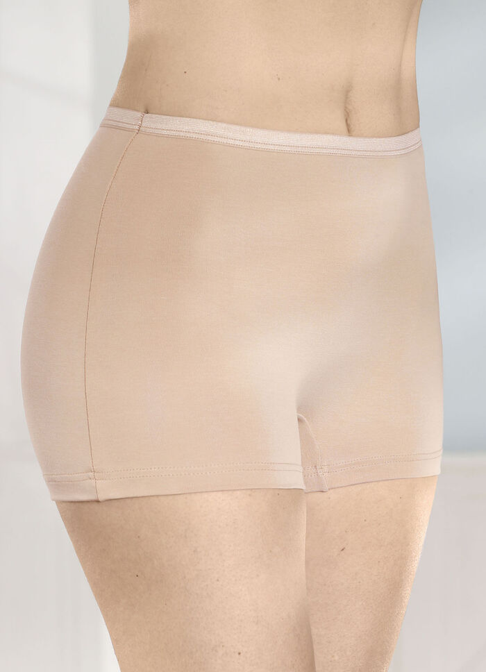 Vierpak broeken met een subtiel glanzende elastische tailleband 