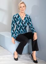 Overhemd met allover patroon in 2 kleuren PETROL-BLAUW