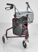 Rollator voor binnen met anatomisch gevormde handgrepen ROOD