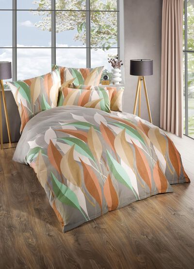 Beddengoedset met bladerdessin 