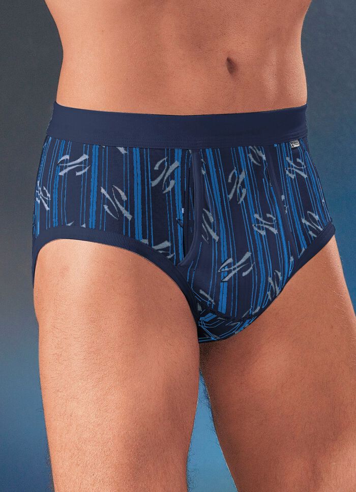 Set van vier slips van fijne ribstof met gulp en kleurrijk patroon 