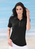 Laurina poloshirt met knoopsluiting ZWART