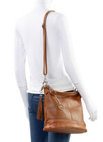 Laurina kalfslederen tas met reli&euml;fafwerking COGNAC