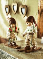 Ski&euml;r staand, set van 2, met de hand geschilderd 