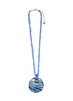 Murano glazen ketting in turquoise en zilvertinten 