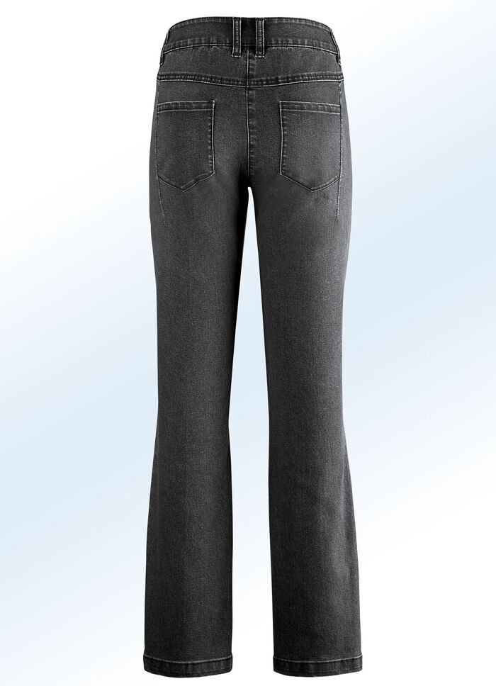 Jeans in trendy bootcut-vorm ZWART