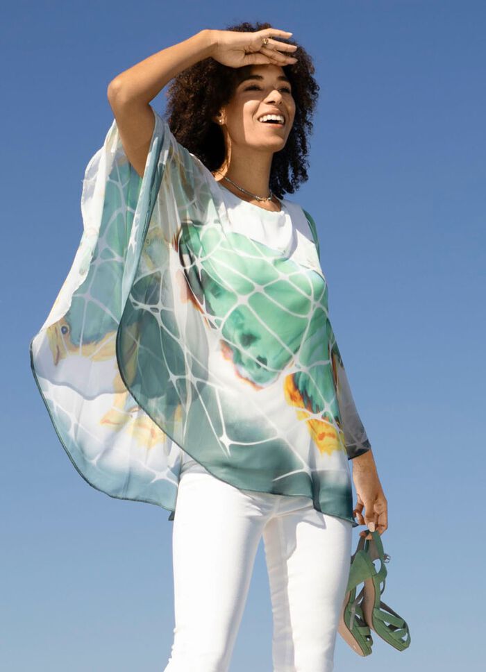 Poncho-tuniek met ge&iuml;ntegreerd tanktopje 