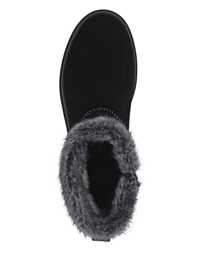 Remonte, gevoerde dames enkellaarsjes, winterschoenen, breedte G, met lamsvacht ZWART