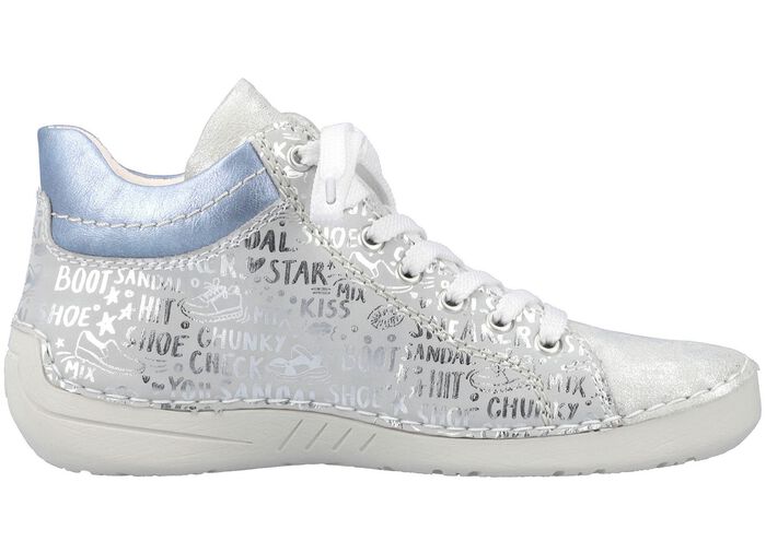 Rieker veterlaarsje van origineel bedrukt synthetisch materiaal 