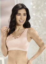 Set van drie bustiers met batist-borduurmotief 1X ABRIKOOS, 1X LILA, 1X WIT