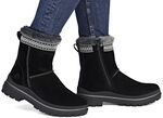 Remonte, gevoerde dames enkellaarsjes, winterschoenen, breedte G, met lamsvacht ZWART