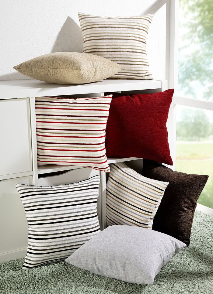 Kussenhoes met strepenmotief BEIGE