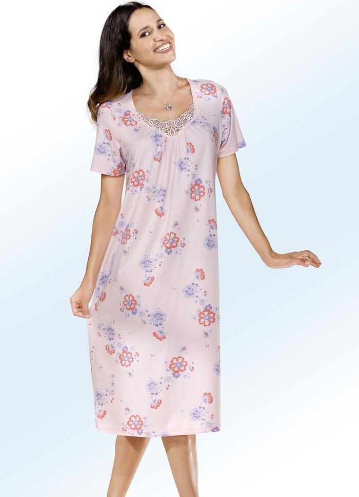 Set van drie nachthemden met korte mouwen en ronde hals LILA/ROZE