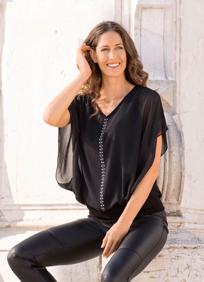 Ponchotuniek met strassversiering 