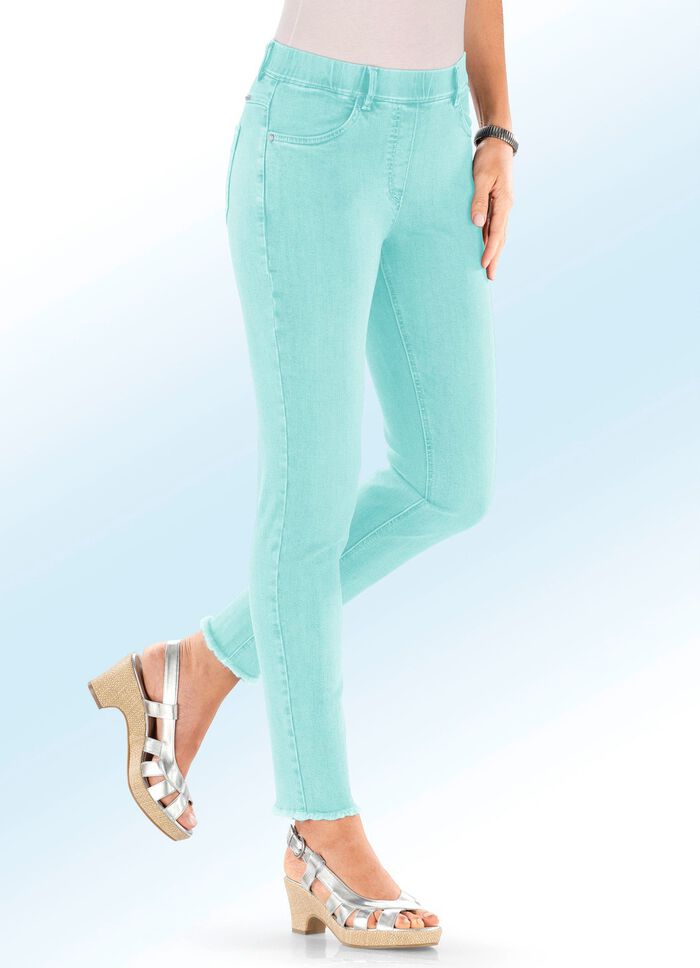 Magic jeans met trendy franjes aan de zoom 