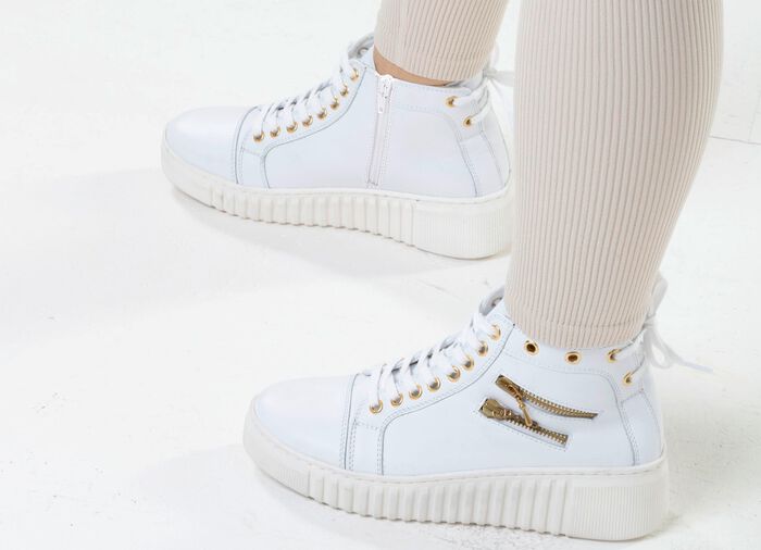 ELENA EDEN, stijlvolle dameslaarzen, breedte H, met uitneembaar voetbed WIT