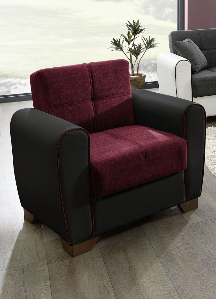 Hoekbank met slaapfunctie en bedlade ZWART-ROOD