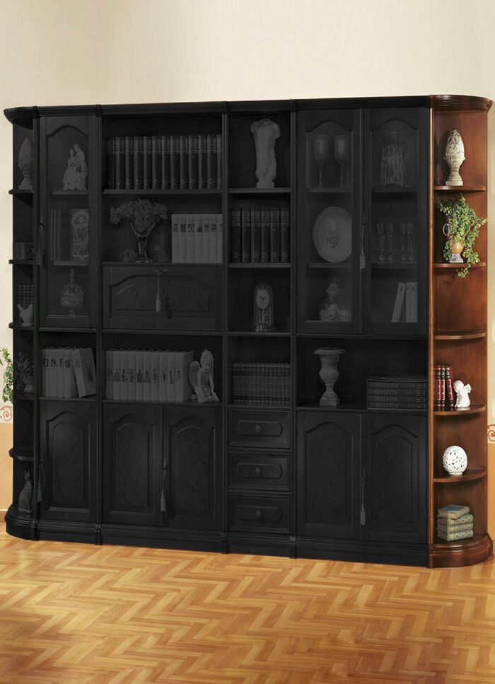 Gedeeltelijk massieve meubelserie met echt houtfineer NOTENBOOM