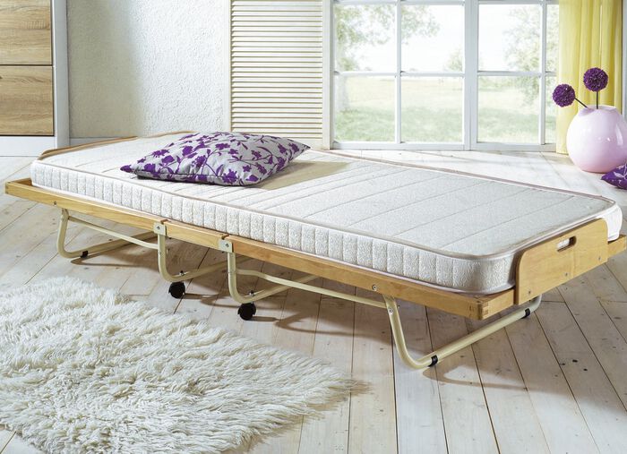 Gastenbed met lattenbodem en koudschuimmatras NATUREL