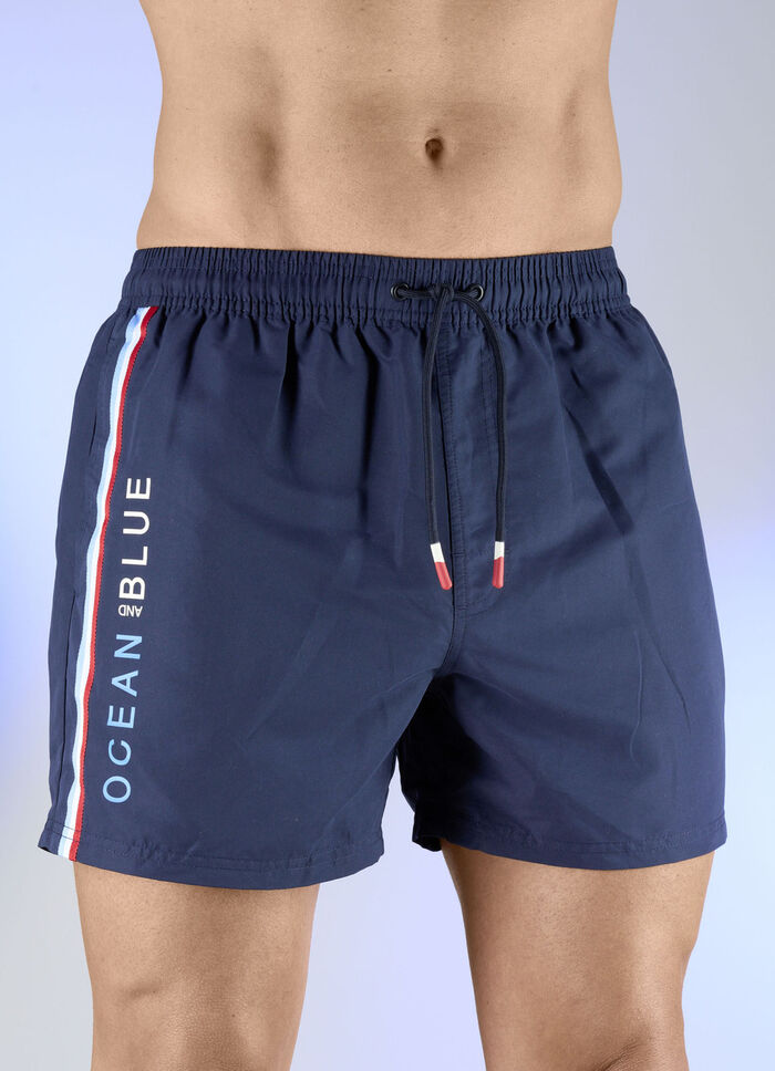 Zwemshort met gestreepte rand, microvezel 